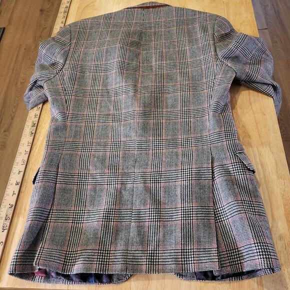 Tallia Wool Plaid Blazer pockets 19" P2P 27" long lined 3 button cuff - Picture 11 of 13